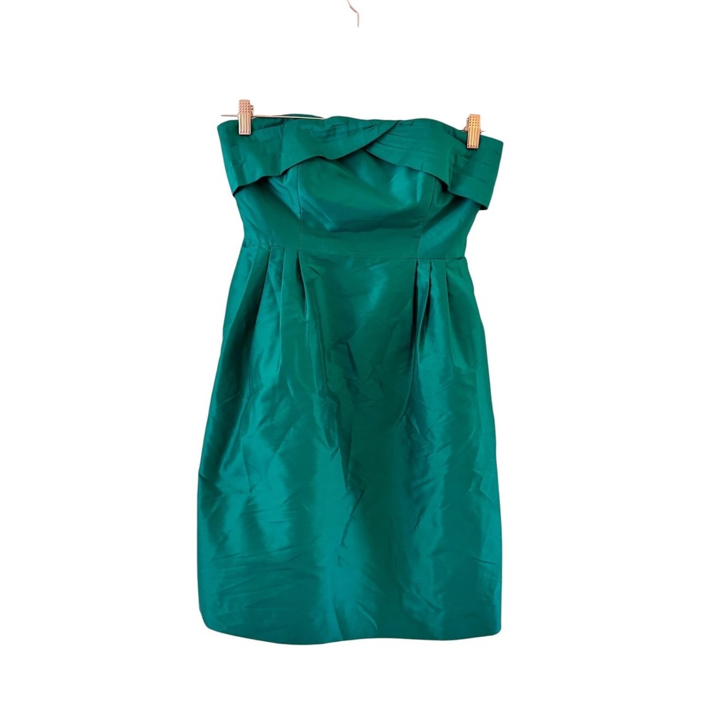 J Crew Silk Dupioni Erin Dress Womens 6 Green Sweatheart Bodice Cocktail Wedding
